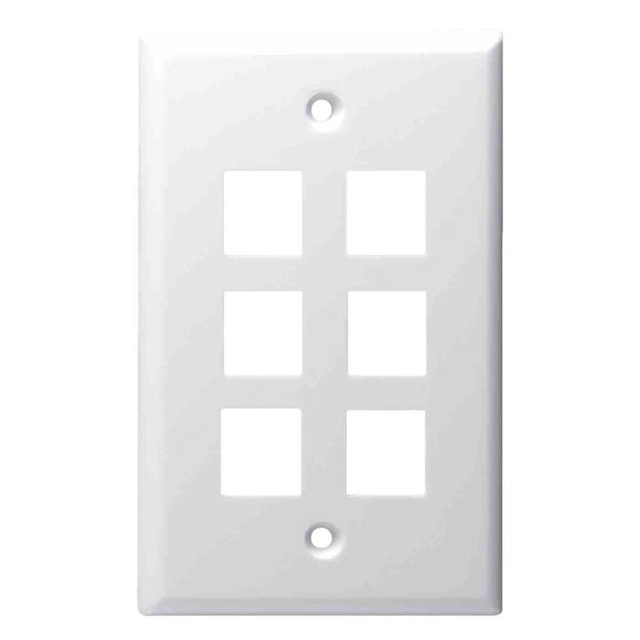 Electronics 6Gang Keystone White Standard Wall Plate in the