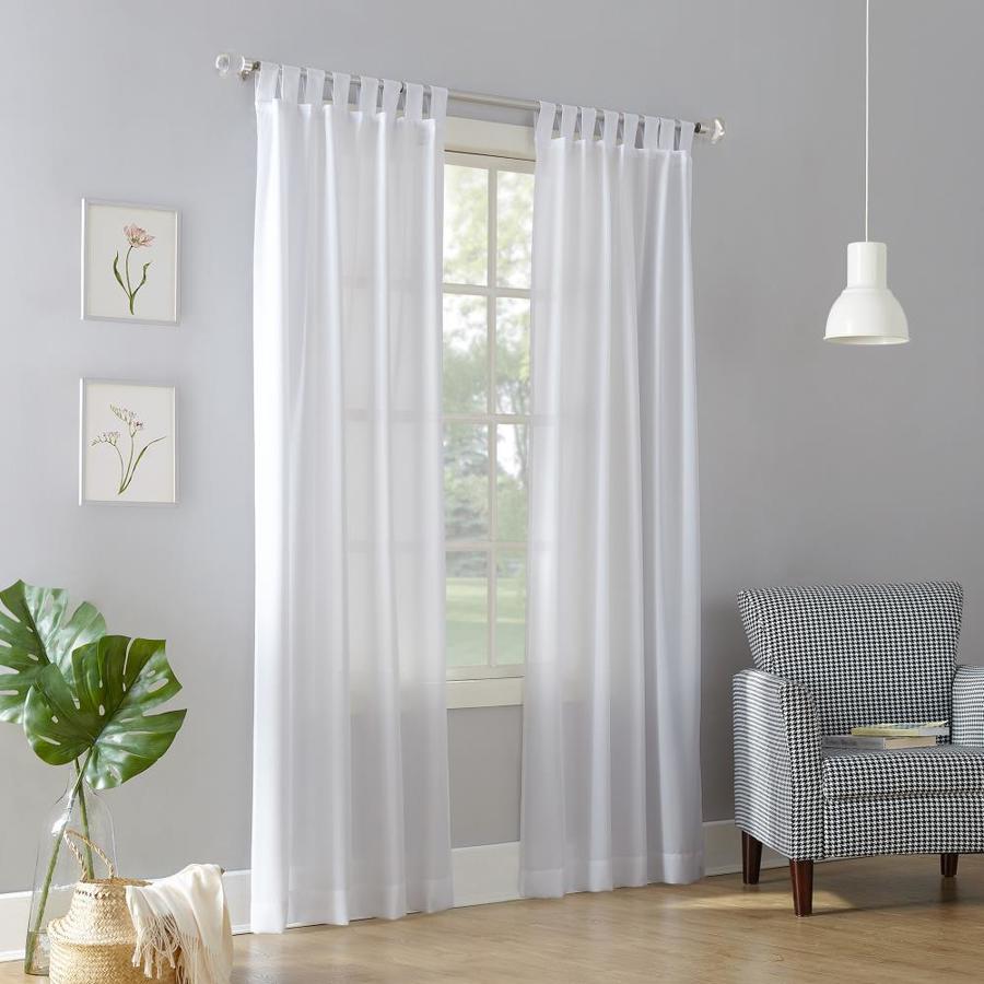 No. 918 84-in White Polyester Semi-sheer Top Tab Single Curtain Panel ...