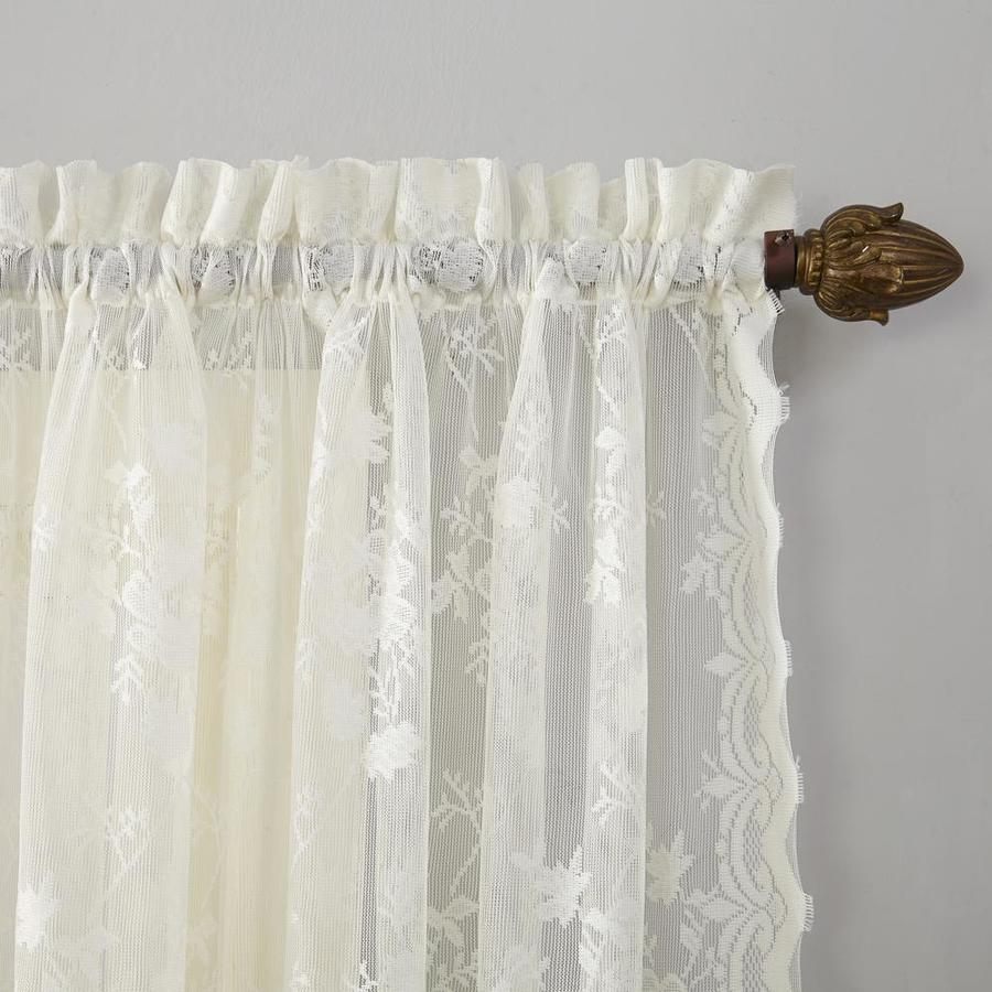 No. 918 72-in Ivory Lace Sheer Rod Pocket Single Curtain Panel in the ...