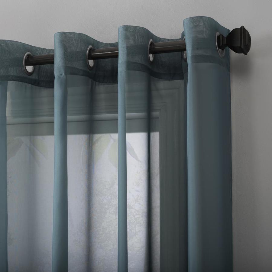 No. 918 63-in Teal Polyester Sheer Grommet Single Curtain Panel in the ...