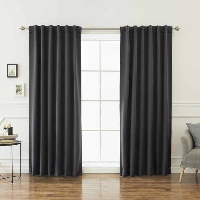 Best Home Fashion 72-in Dark Grey Polyester Blackout Back Tab Curtain