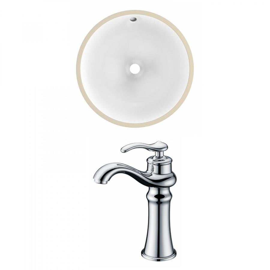 American Imaginations White Ceramic Undermount Round Bathroom Sink With Faucet With Overflow Drain 15 25 In X 15 25 In In The Bathroom Sinks Department At Lowes Com