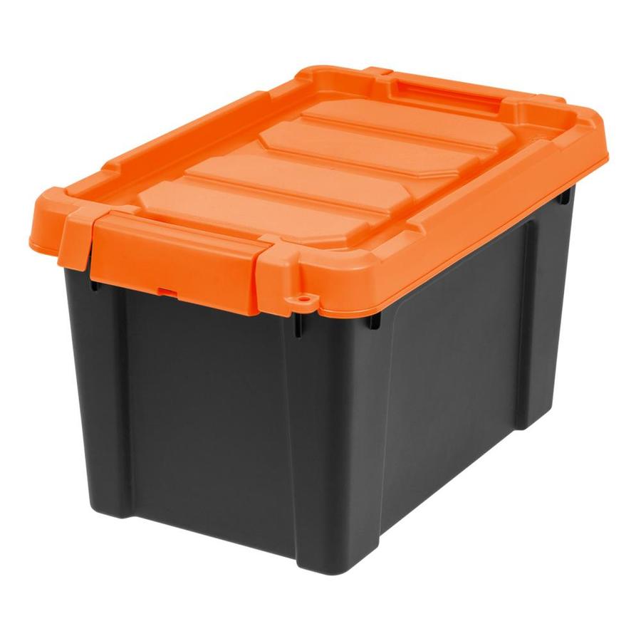 IRIS 4-Pack 5-Gallon (20-Quart) Black, Orange Tote with Latching Lid in ...