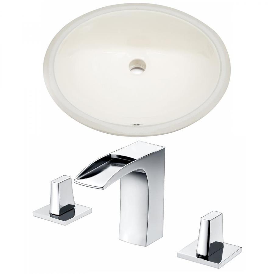 American Imaginations Biscuit Ceramic Undermount Oval Bathroom Sink With Faucet With Overflow Drain 16 25 In X 19 5 In In The Bathroom Sinks Department At Lowes Com