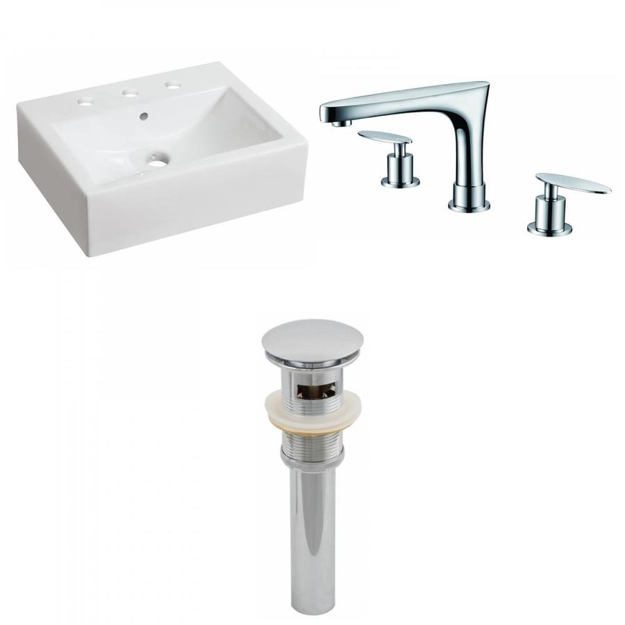American Imaginations White Ceramic Vessel Rectangular Bathroom Sink With Faucet And Overflow Drain Drain Included 1625 In X 2025 In In The Bathroom Sinks Department At Lowescom