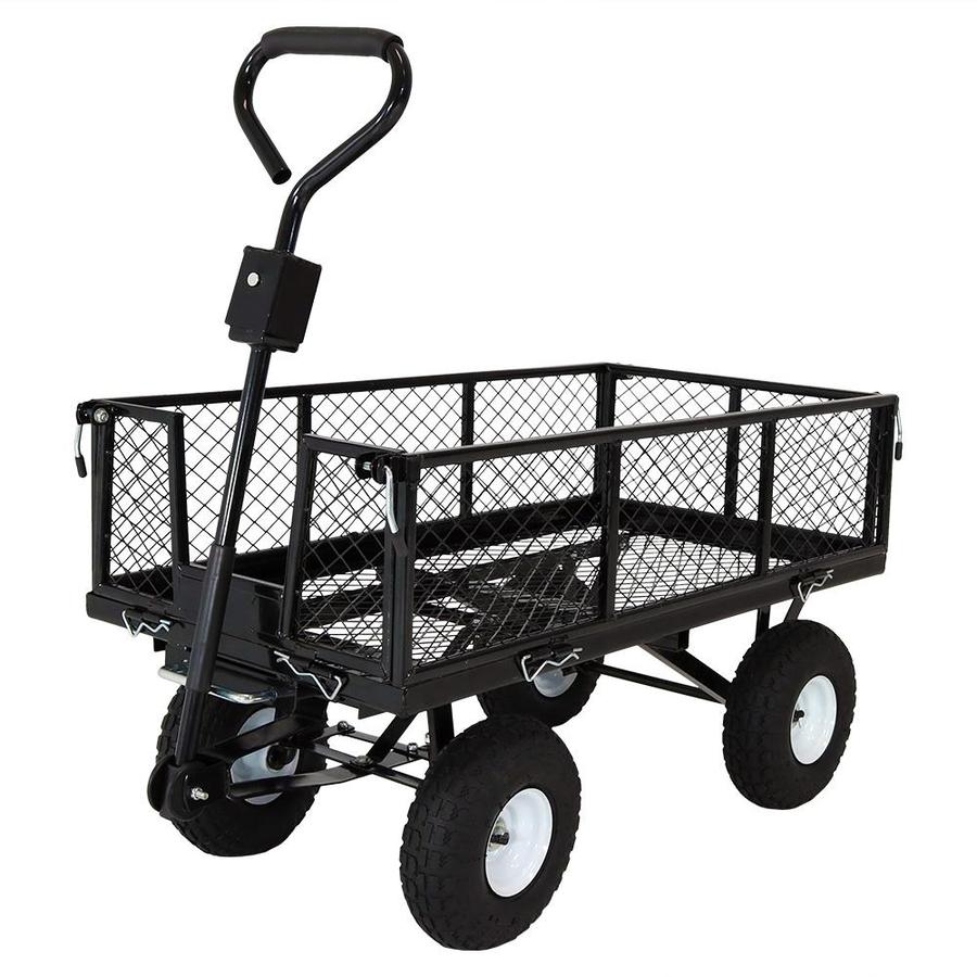 Sunnydaze Decor Utility Steel Dump Garden Cart Outdoor Lawn Wagon with ...