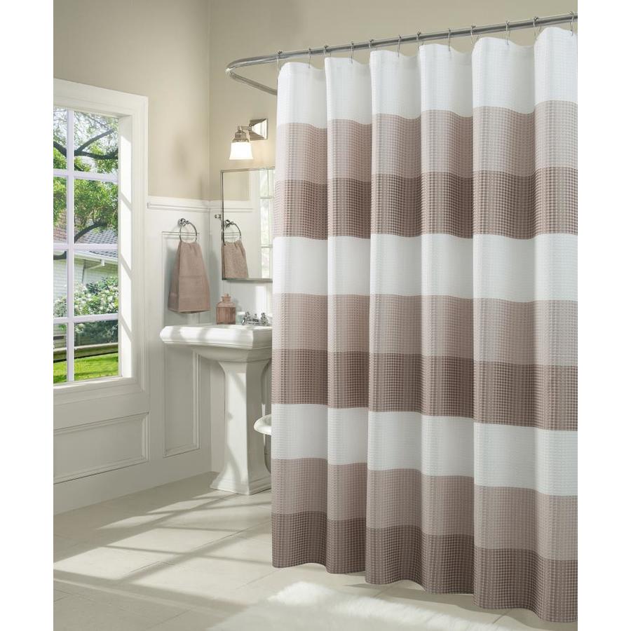 Dainty Home 0.1in Polyester Taupe Stripedd Shower Curtain in the