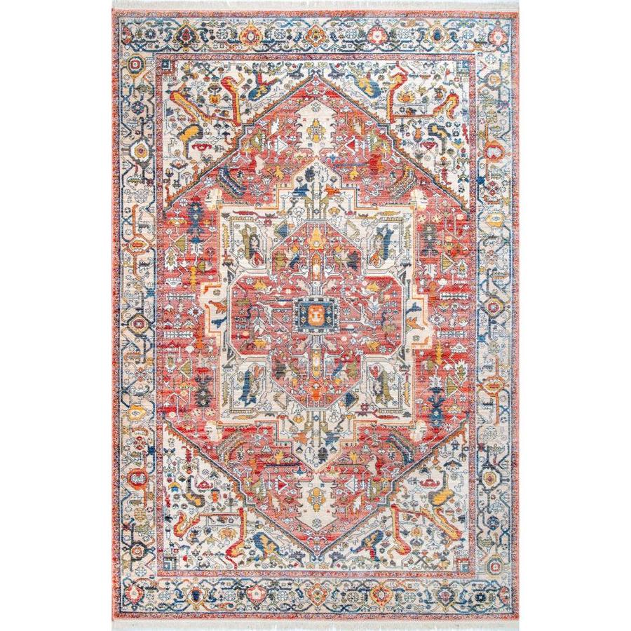 nuLOOM Ehtel 8 x 8 Orange Round Indoor Medallion Area Rug ...