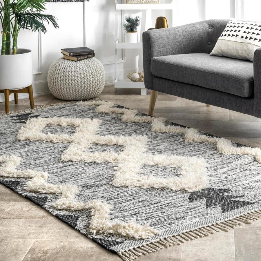 nuLOOM 8 x 10 Black and White Indoor Geometric Area Rug in the Rugs ...