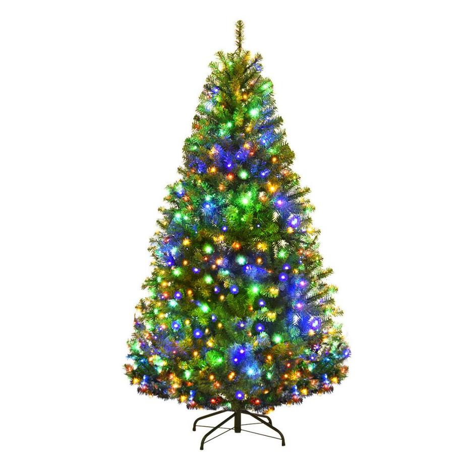Wellfor 5 Ft Pre Lit Traditional Artificial Christmas Tree With 150 Multi Function Multicolor