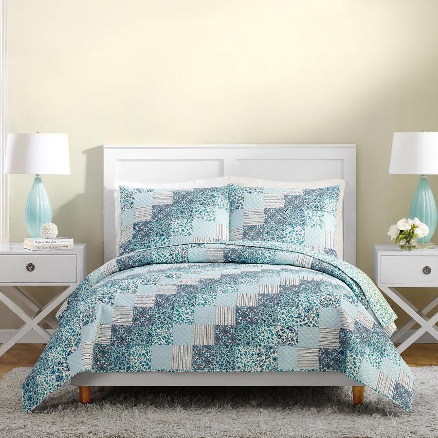 Vera Bradley Cloud Vines Blue Reversible King Quilt (Cotton with Cotton