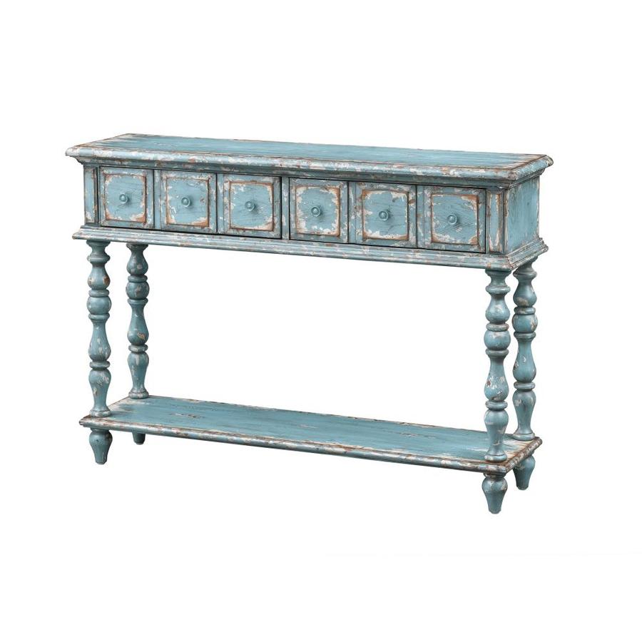 Coast to Coast Delaney Aged Blue Farmhouse Console Table in the Console