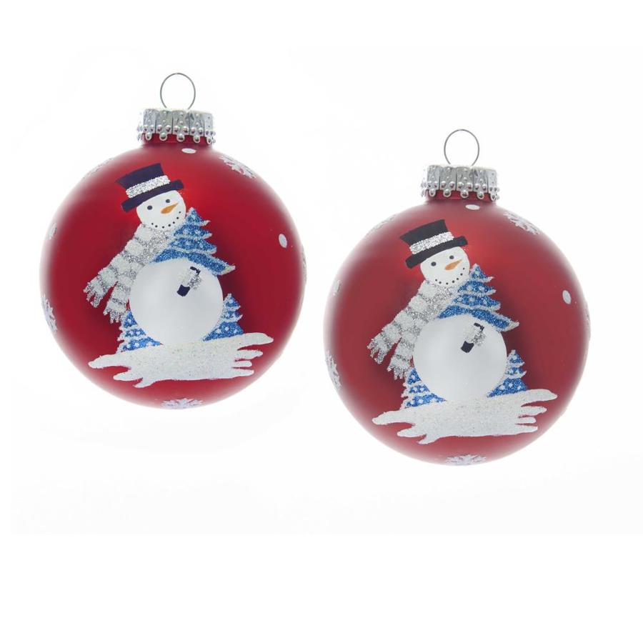 Kurt S. Adler Kurt Adler 80MM Red Ball with Snowman Glass Ornaments, 6 ...