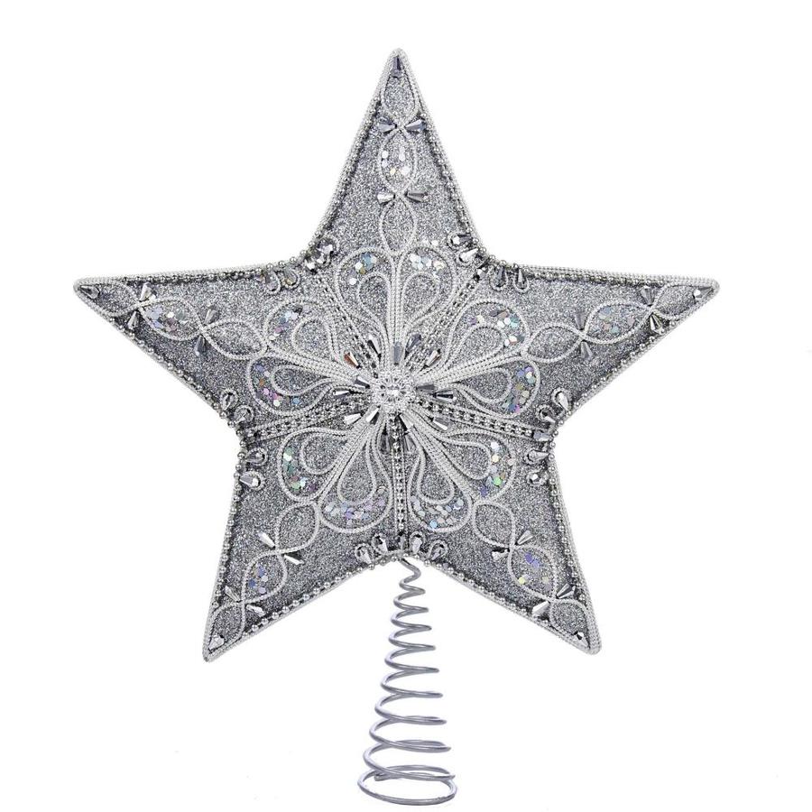 Kurt S. Adler 13.5-in Star Silver Christmas Tree Topper in the ...