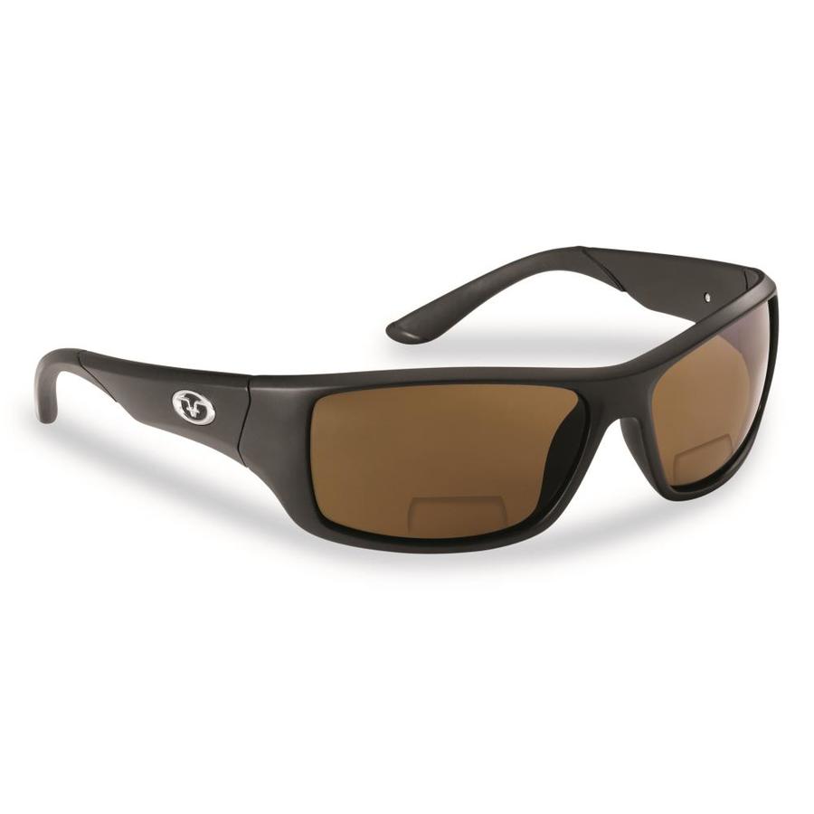 Flying Fisherman Triton Polarized Sunglasses, Matte Black Frame, Bifocal Magnifying +2.50 Amber