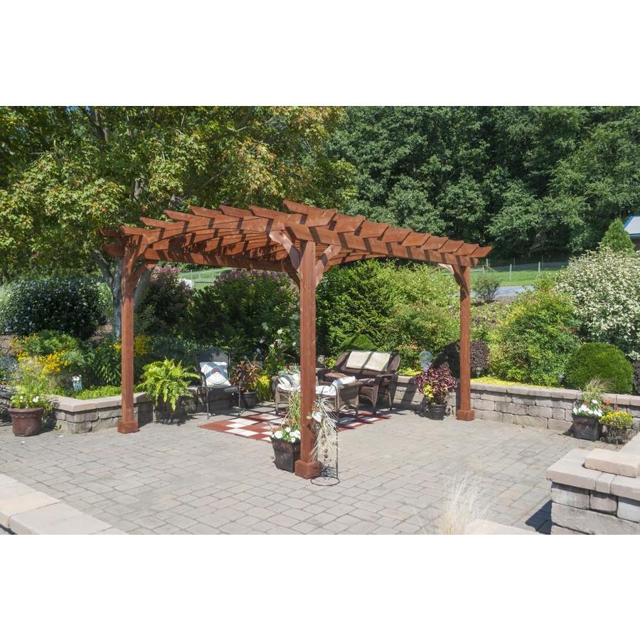 YardCraft 10x12 Pine Pergola (Canyon Brown) (5x5 Posts) in the Pergolas ...