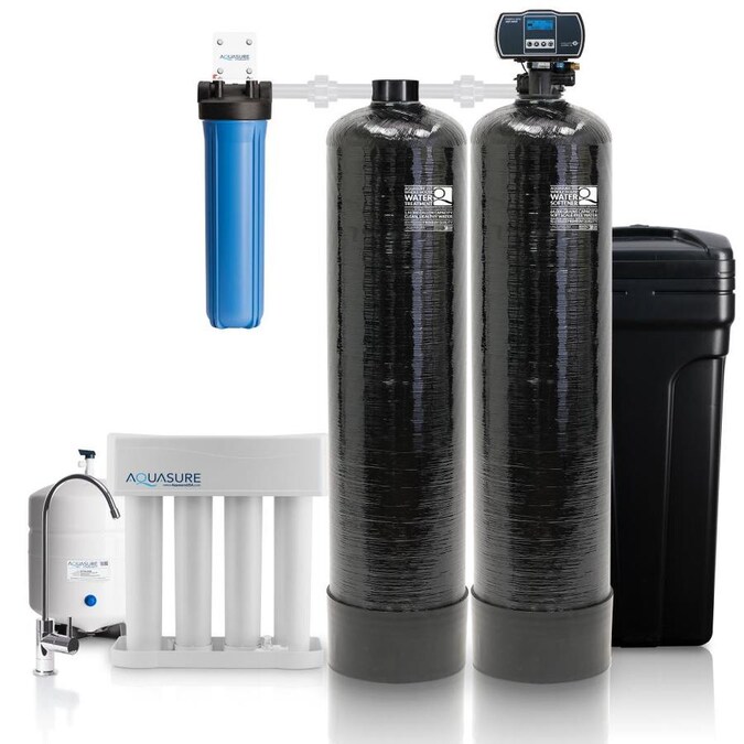 AQUASURE Signature Elite Whole House Water Treatment System with 64,000 Grain Water Softener in