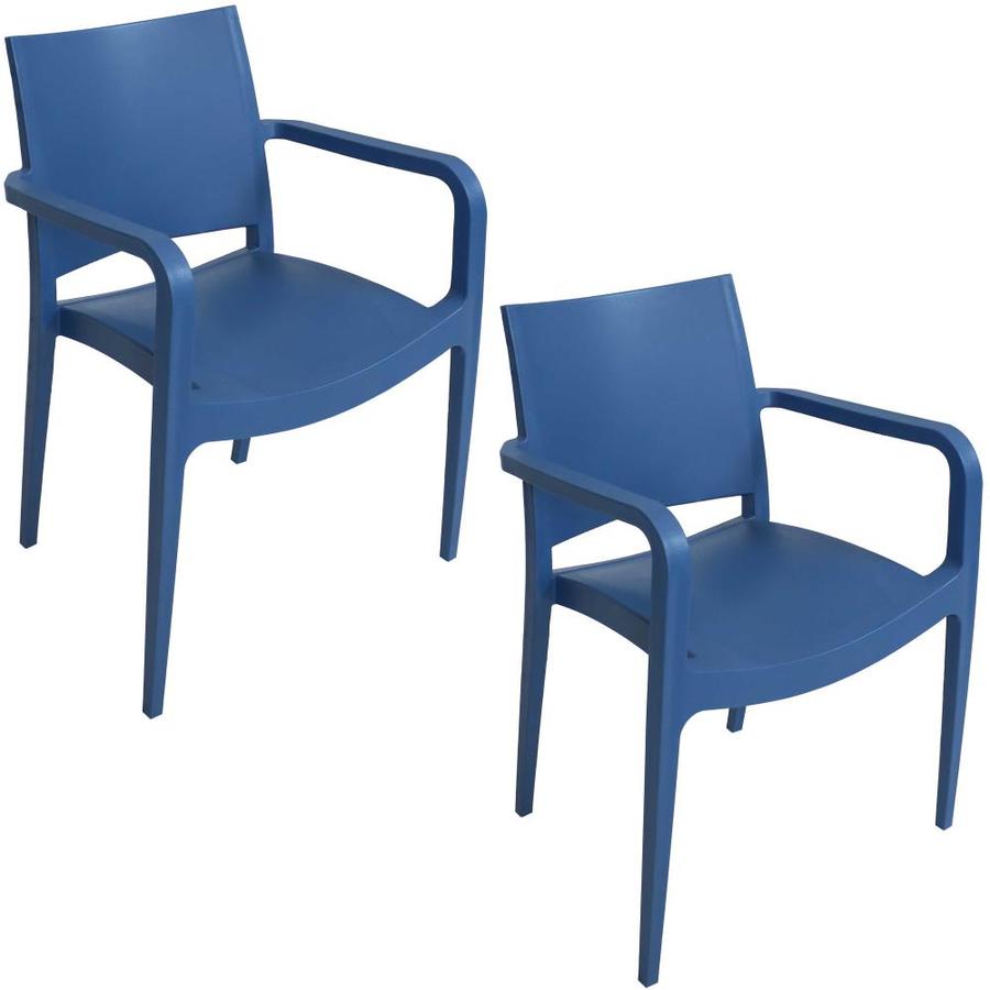 Sunnydaze Decor 2 Stackable Blue Plastic Frame Stationary Dining Chair S With Solid Seat In The Patio Chairs Department At Lowes Com