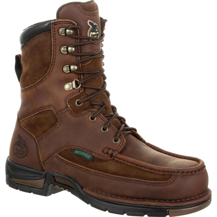 Boot Size 9 Medium Mens Brown Waterproof Steel Toe Work Boots