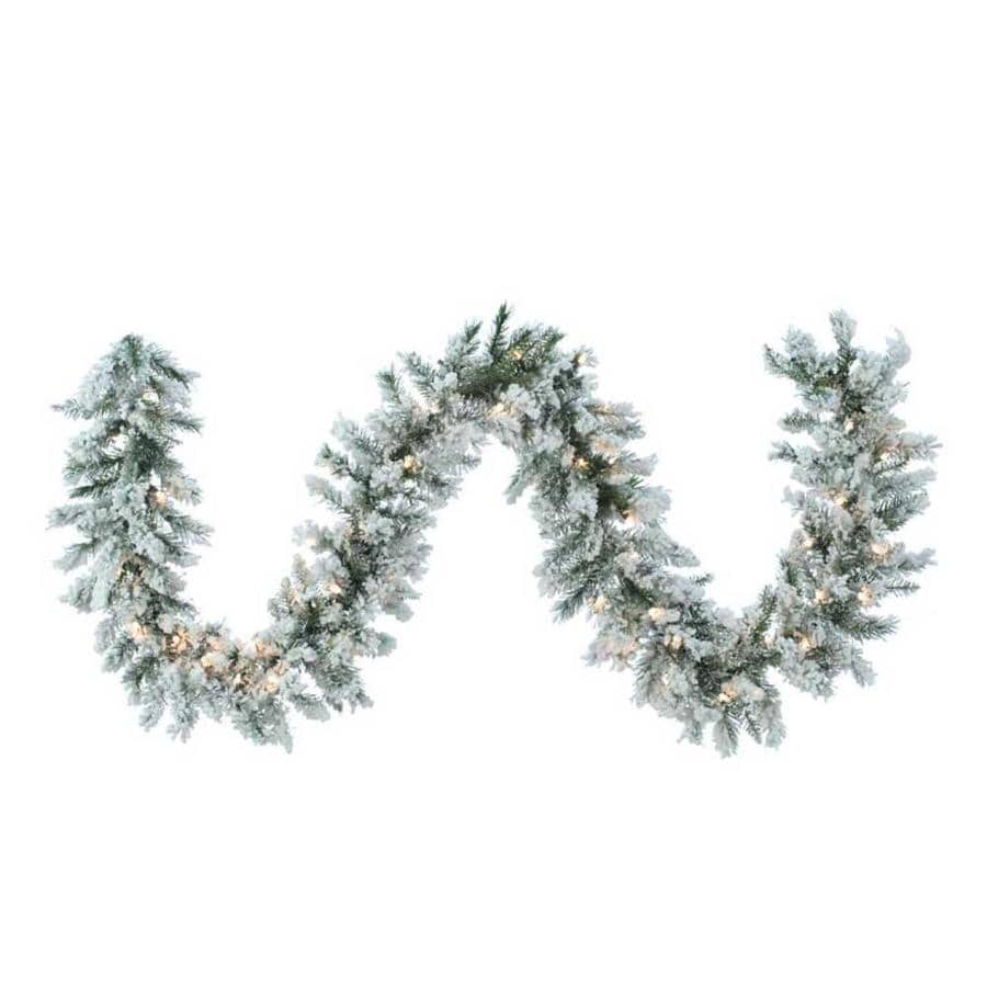 Kurt S. Adler Indoor Pre-lit 9-ft Pine Garland with White Incandescent ...