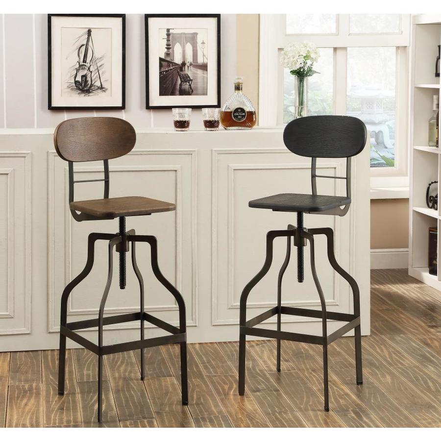 Furniture of America Belden Oak Adjustable Height Swivel Bar Stool in ...