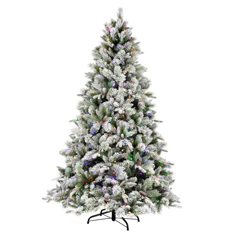 Vickerman 4.33-ft Pre-Lit Traditional Flocked White Artificial ...