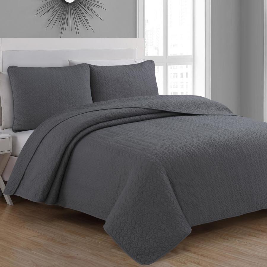 Estate Collection Tristan 3-Piece Charcoal Grey King Quilt Set in the ...