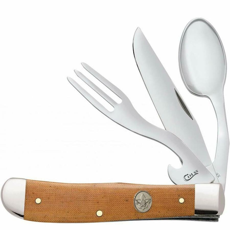 Case Cutlery Case Cutlery CAS18052 2019N BSA Canvas Laminate Hobo Folding Knife Brown in the