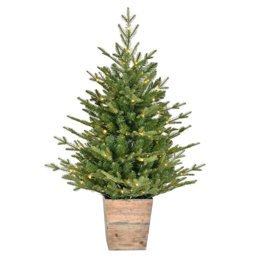 Vickerman 3-ft Pre-Lit Potted Traditional Artificial Christmas Tree with 100 Constant Warm White 