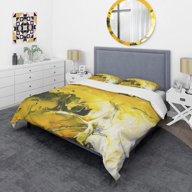 Designart 3 Piece Yellow Twin Duvet, Yellow Twin Bedding Sets