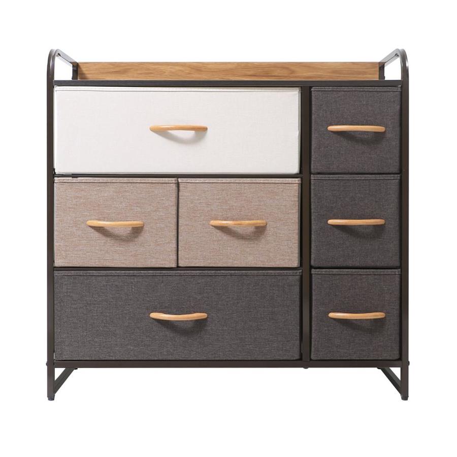 Crestlive Products Wide Dresser Storage Tower Sturdy Steel Frame Wood Top Easy Pull Fabric Bins Wood Handle Organizer Unit For Bedroom Hallway Entryway Closets 7 Drawers Mixed Colors In The Dressers Department