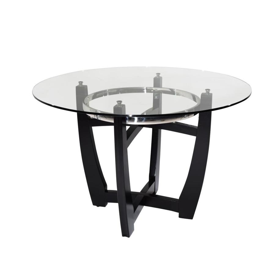 CASAINC Round glass top dining table Black Round Dining Table, Glass