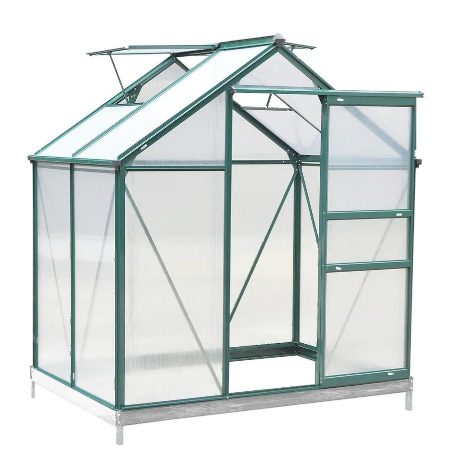 VEIKOUS 6 ft. W x 4 ft. D Aluminum Polycarbonate Greenhouse with ...