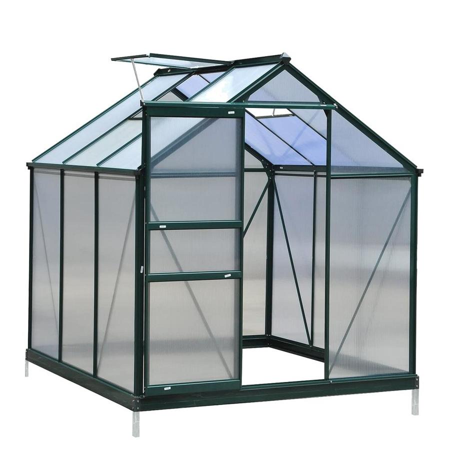 VEIKOUS 6 ft. W x 6 ft. D Aluminum Polycarbonate Greenhouse with ...