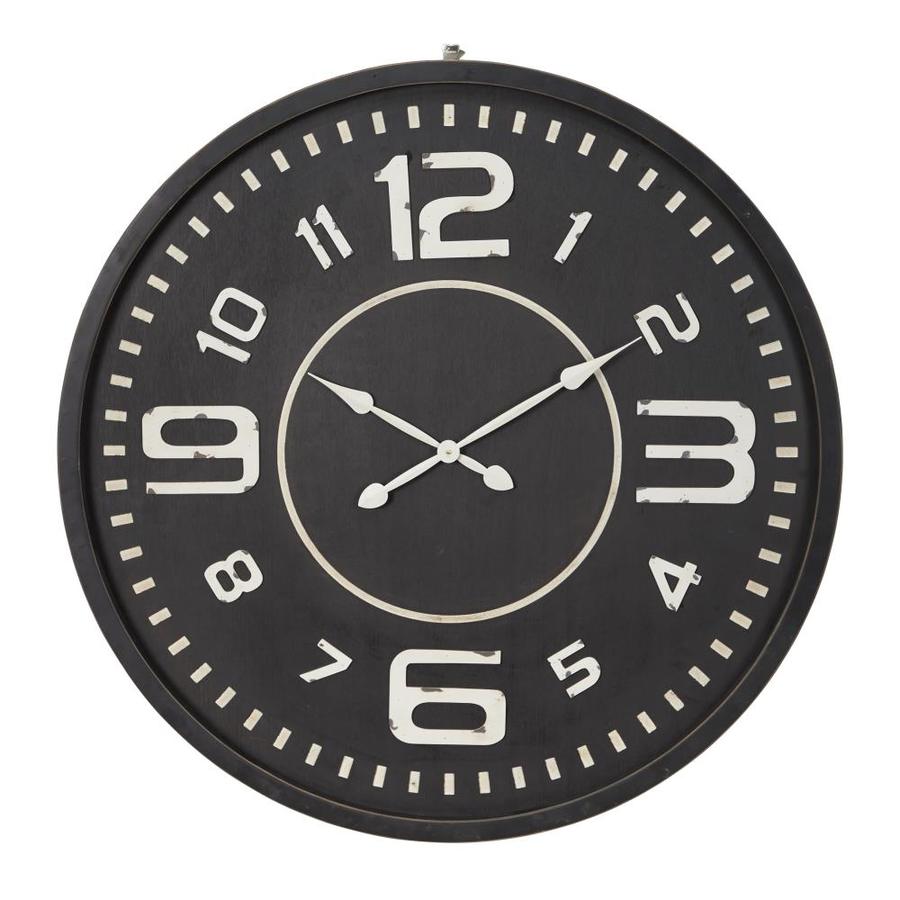 Grayson Lane Oversized Round Black and White Wood Wall Clock with