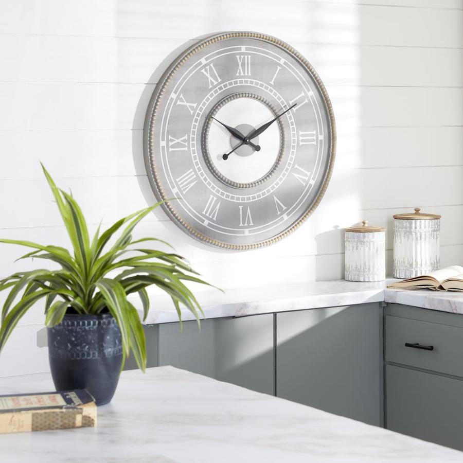 Grayson Lane Extra Large Grey and White Wood Wall Clock with Antique ...