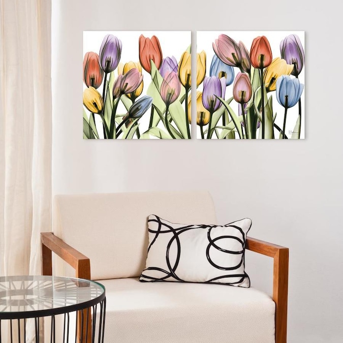 Empire Art Direct Wall Art 24 X 24 X 0 2 Each Tulip Scape X Ray I And Ii Frameless Free Floating Tempered Glass Panel Graphic Wall Art In The Wall Art Department At