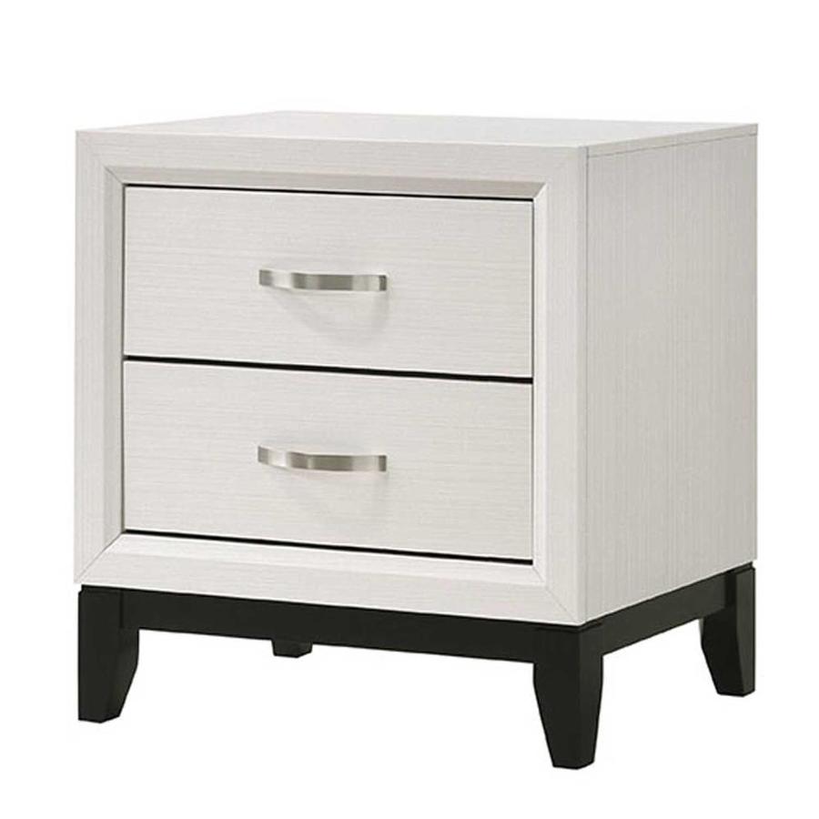 Benzara 2 Drawer Dual Tone Wooden Nightstand with Chamfered Legs, Black ...