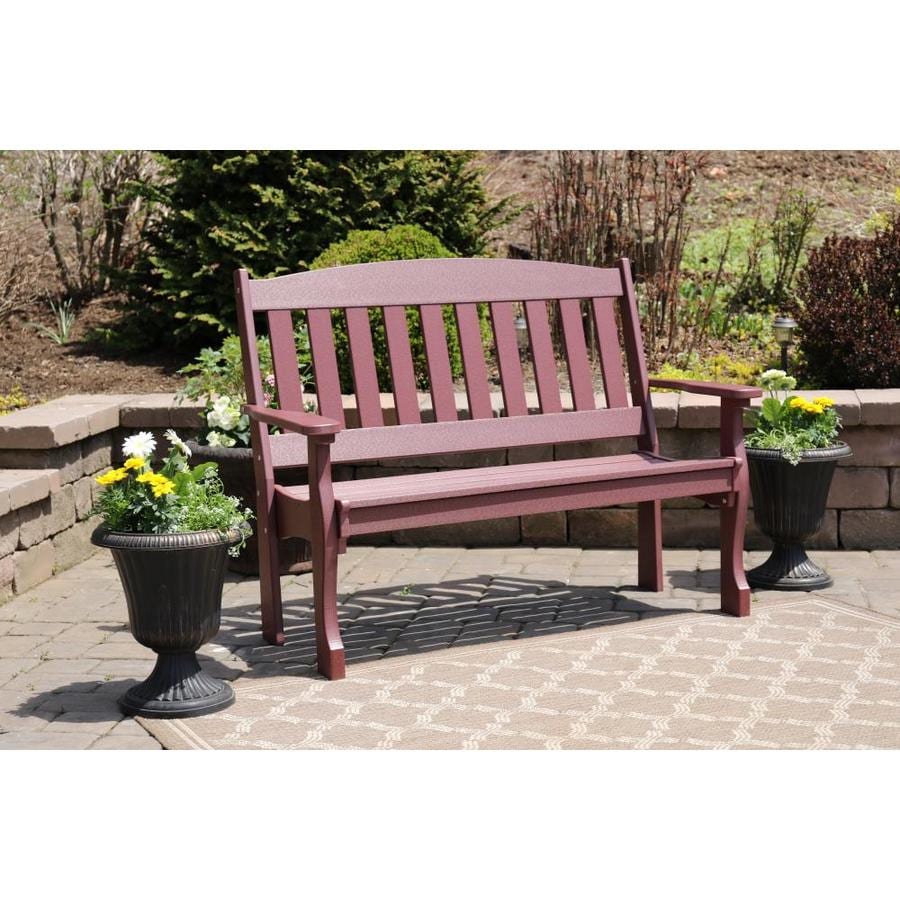 YardCraft 4-ft Poly Garden Bench (Cherry Wood) in the Patio Benches