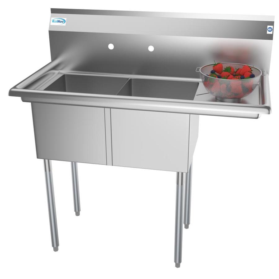 KoolMore 22in x 43in 2Basin Stainless Steel Freestanding Utility Tub