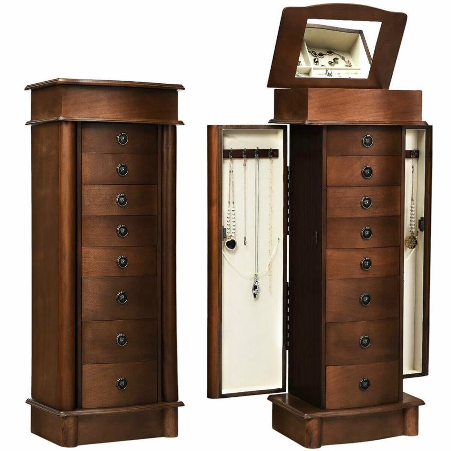 Goplus Jewelry Cabinet Storage Chest Stand Organizer Wood In The Jewelry Armoires Department At Lowes Com