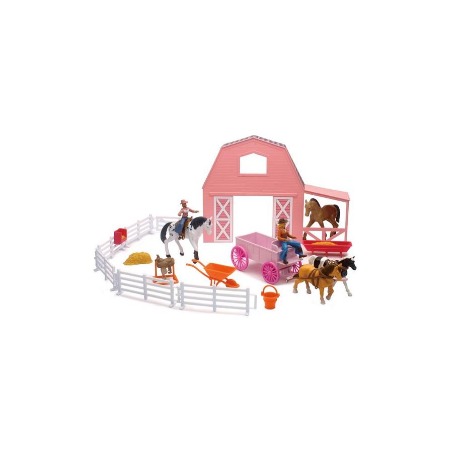 NewRay Toys NewRay NEWSS05786 Horse Barn Playset Pink Pack of 6 in