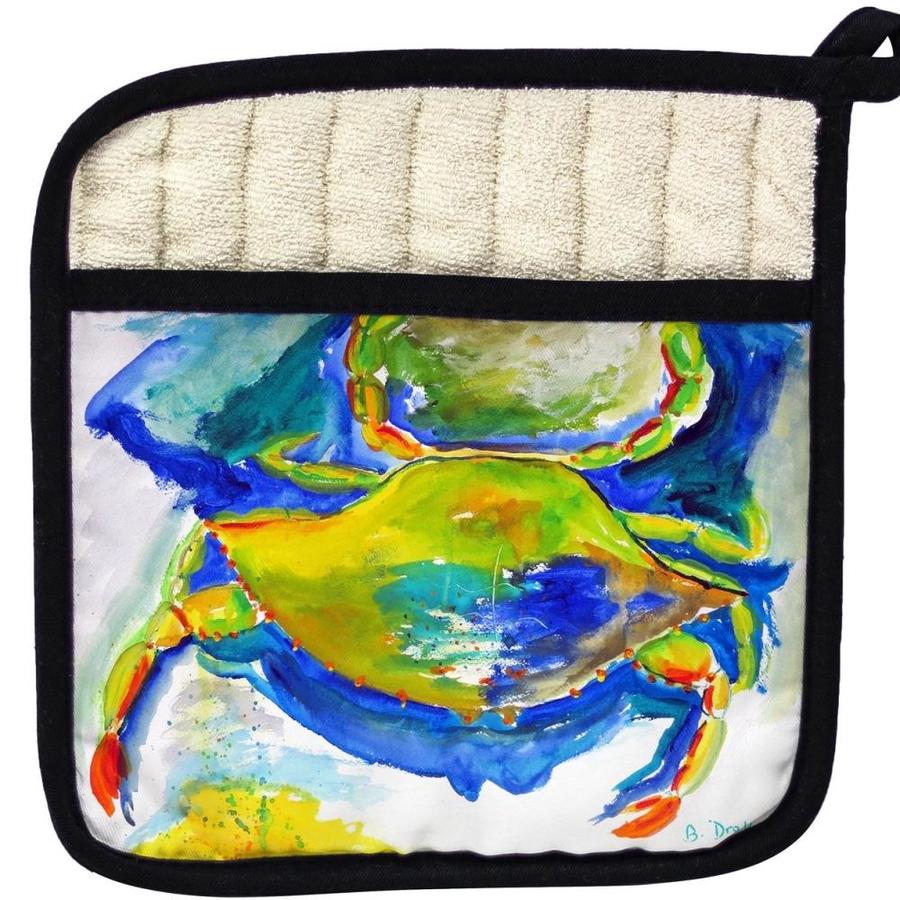 Betsy Drake Interiors Betsy Drake Pt1027 Blue And Yellow Crab Pot Holder In The Endless Aisle Department At Lowes Com