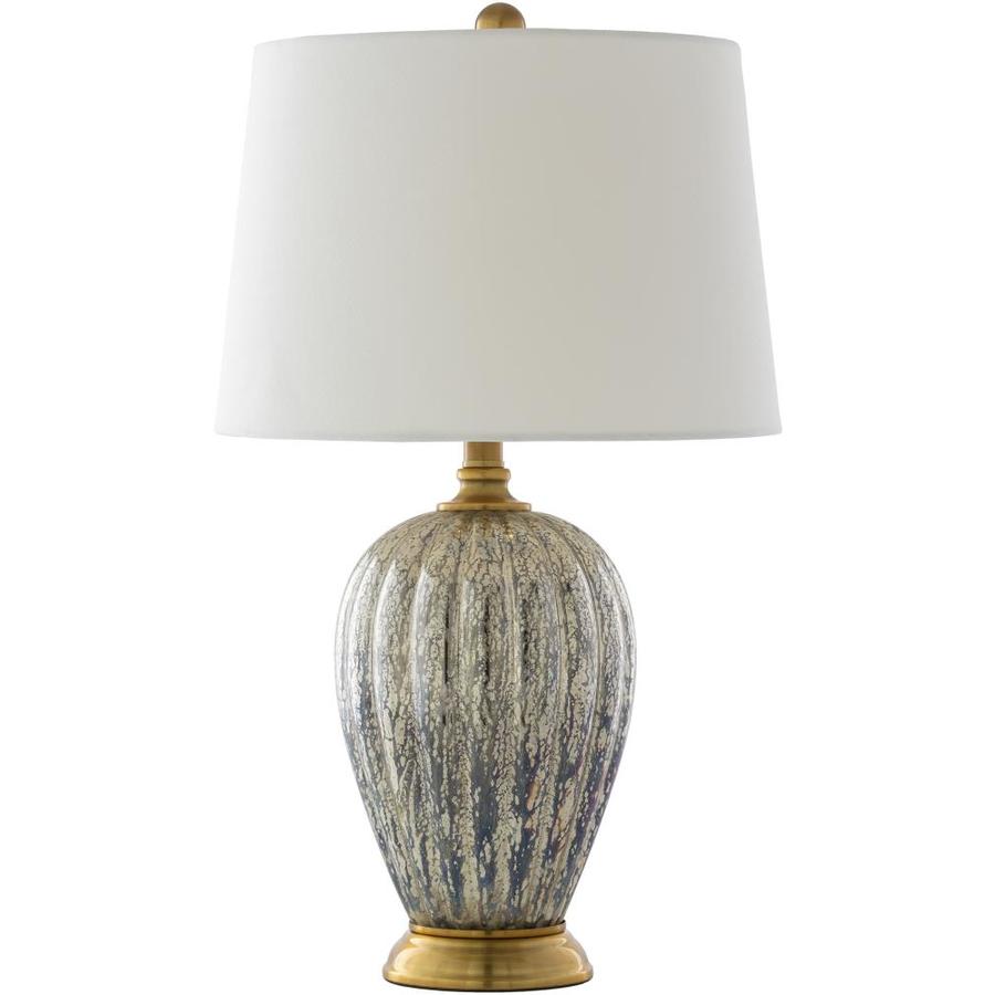 Surya Abram 25-in Silver/Gold 3-Way Table Lamp with Linen Shade in the ...