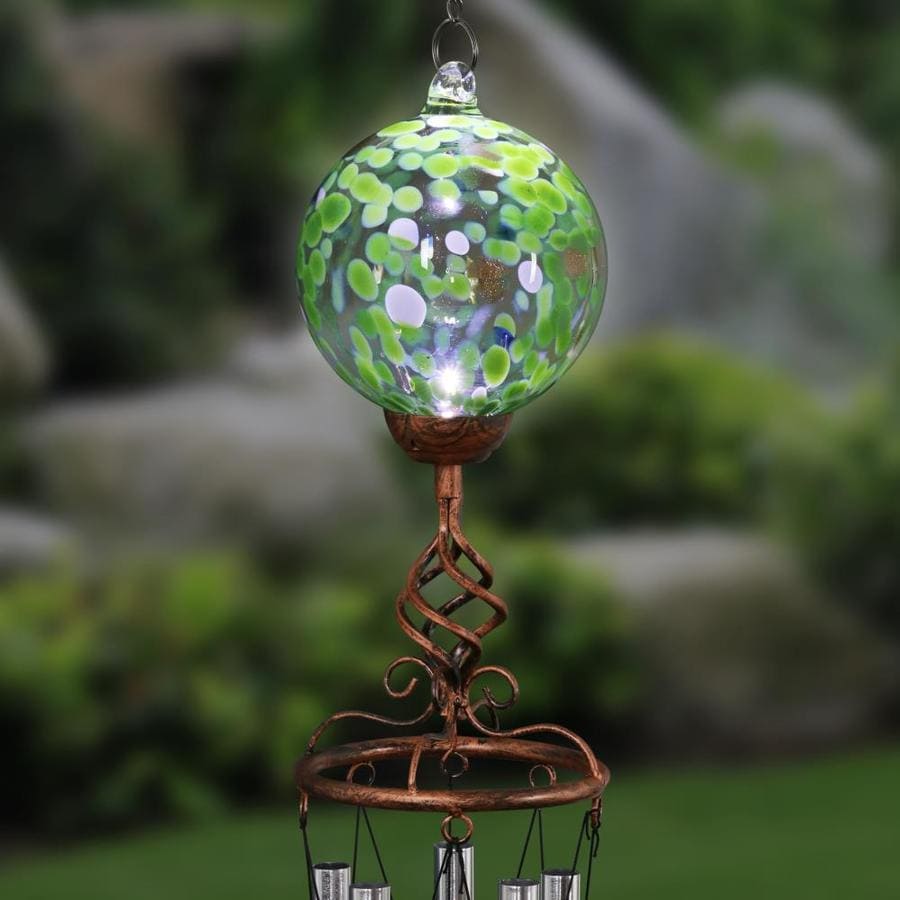 Exhart Solar Green Ball Glass Wind Chime in the Wind Chimes department ...