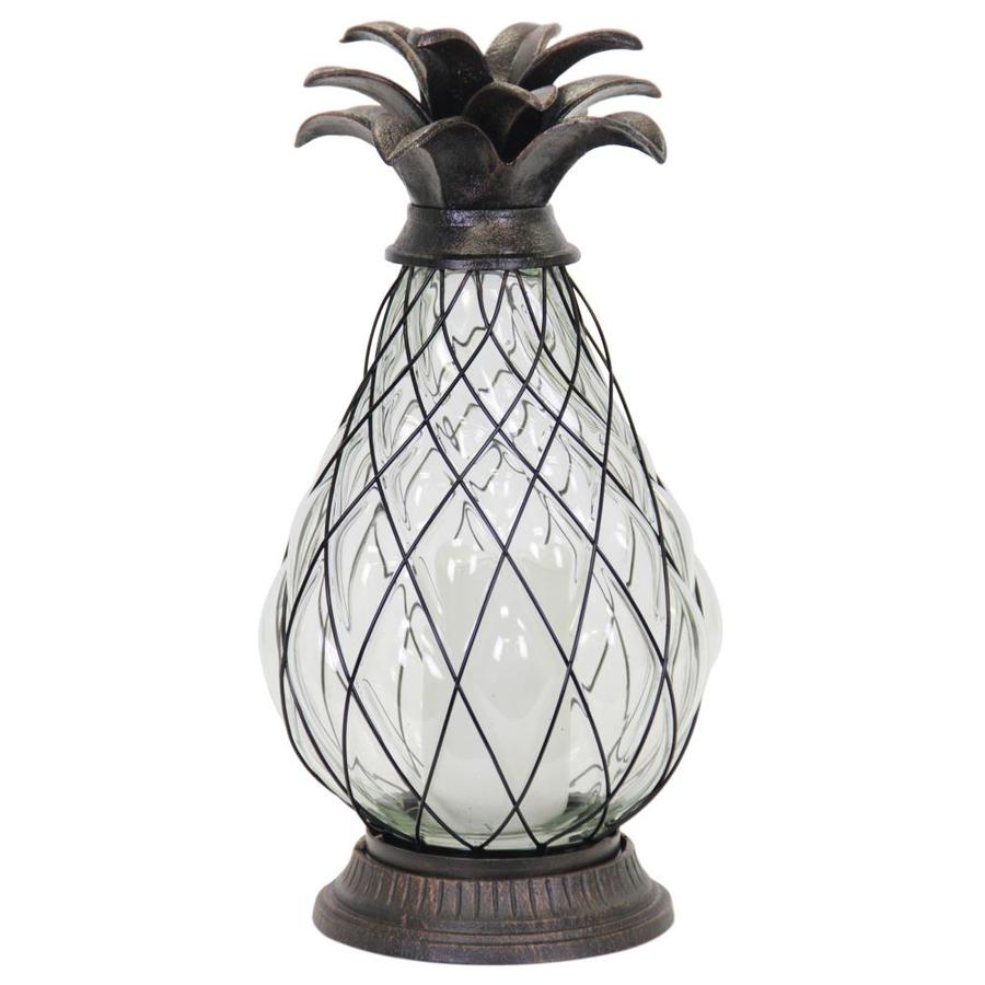 Exhart Pineapple Shaped Clear Glass Large Lantern with LED Candle ...