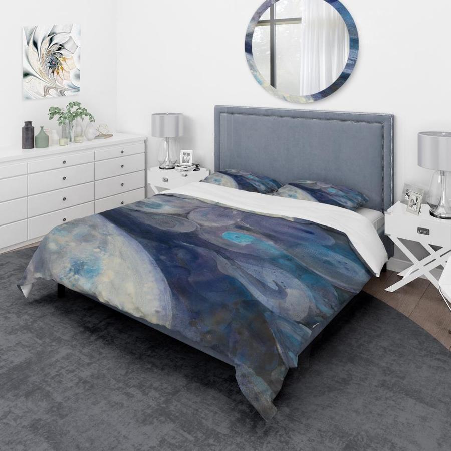Designart Into The Indigo Stream I Geometric Duvet Cover Set In The Bedding Sets Department At Lowes Com