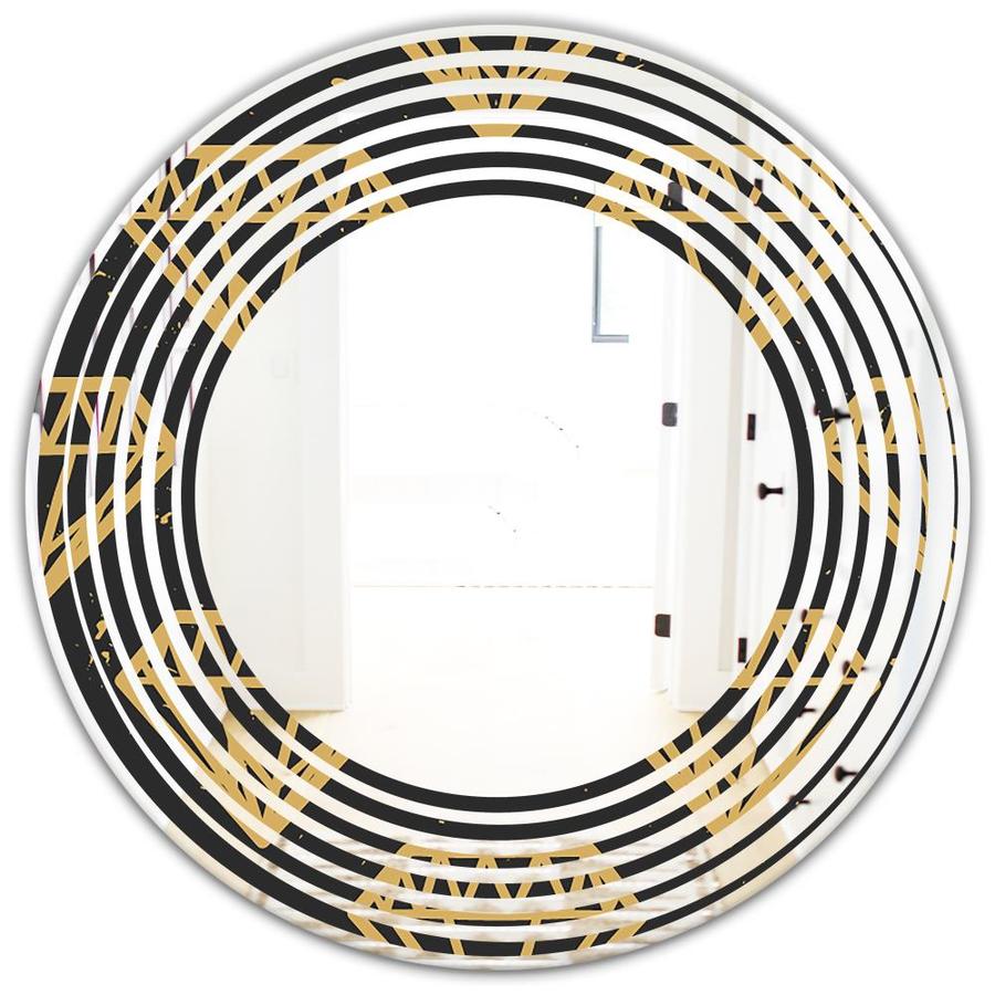 Designart Vintage Golden Diamonds' Modern Round Wall Mirror Wave in the ...