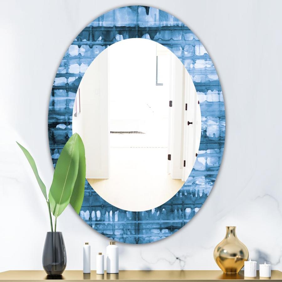 Designart Designart Mirrors 31.5-in L x 31.5-in W Oval Blue Polished ...