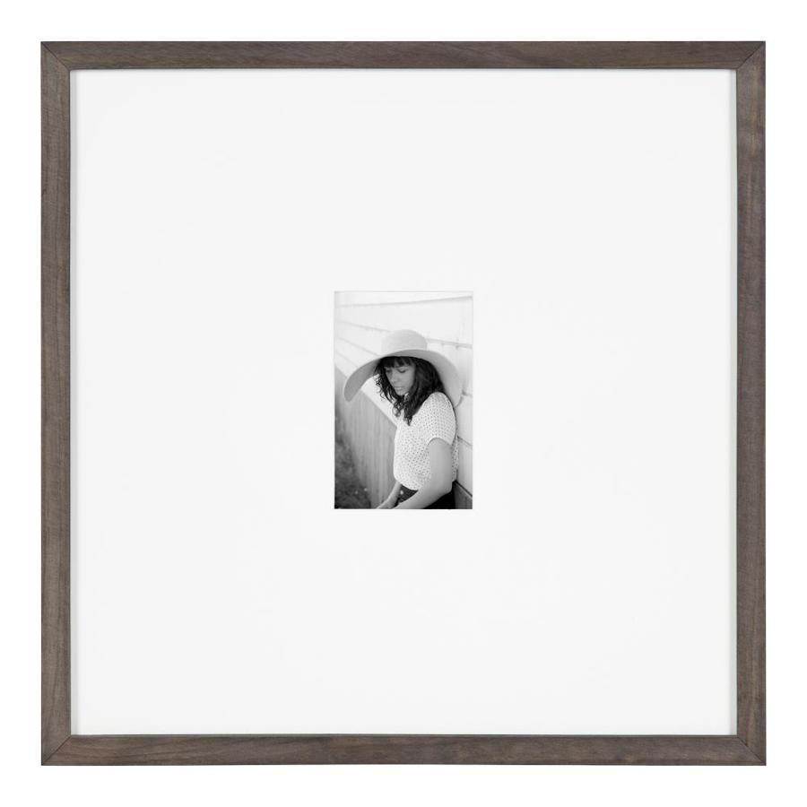 DesignOvation Gallery Wood Picture Frame, 17x17 matted to 4x6, Gray in ...